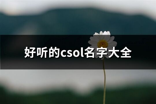 好听的csol名字大全(优选258个)