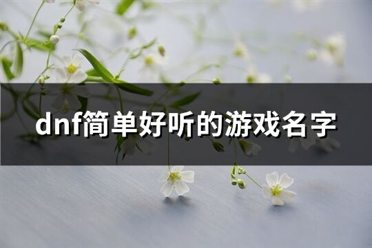 dnf简单好听的游戏名字(优选439个)