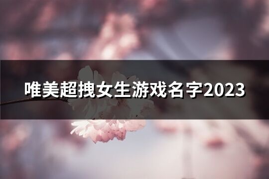 唯美超拽女生游戏名字2023(优选50个)