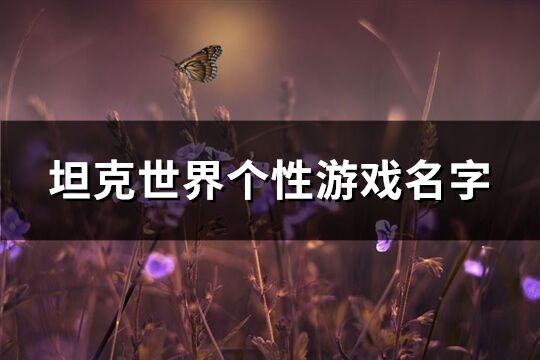 坦克世界个性游戏名字(共513个)