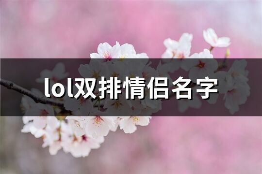 lol双排情侣名字(优选249个)