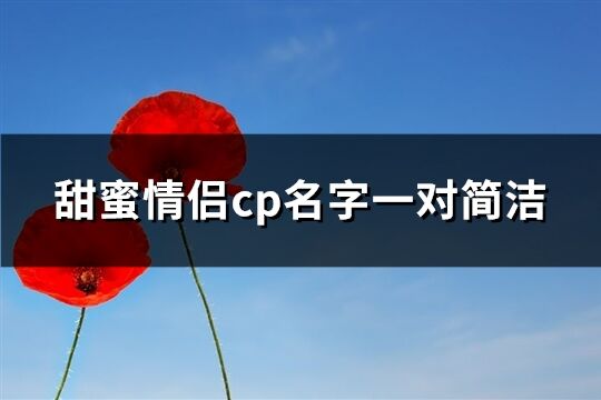 甜蜜情侣cp名字一对简洁(优选205个)