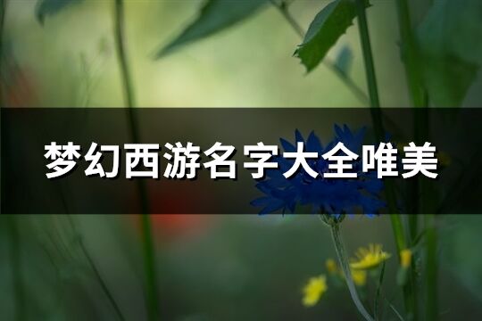 梦幻西游名字大全唯美(共841个)