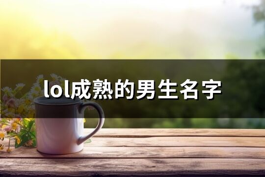 lol成熟的男生名字(优选246个)