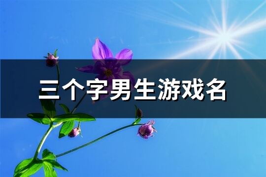 三个字男生游戏名(精选274个)