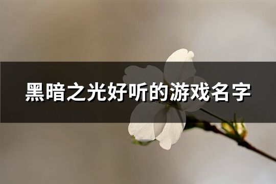 黑暗之光好听的游戏名字(优选122个)