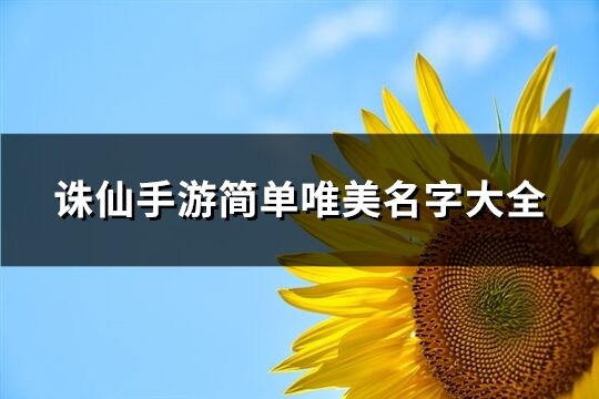 诛仙手游简单唯美名字大全(优选281个)