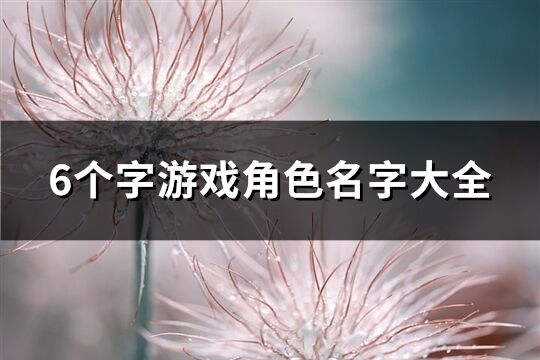 6个字游戏角色名字大全(共1708个)