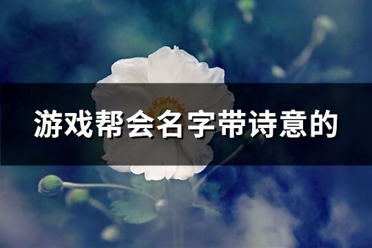 游戏帮会名字带诗意的(251个)