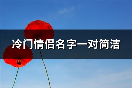 冷门情侣名字一对简洁(精选87个)