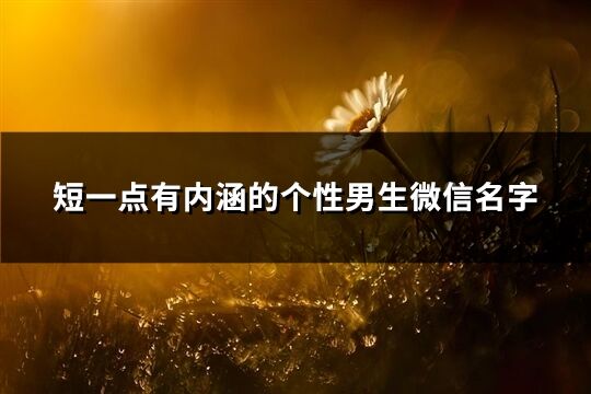 短一点有内涵的个性男生微信名字(989个)