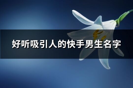 好听吸引人的快手男生名字(优选598个)