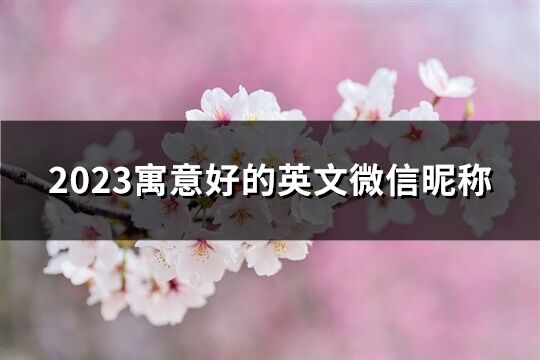 2023寓意好的英文微信昵称(共140个)