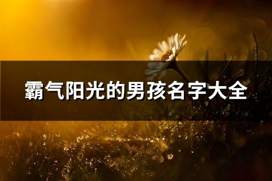 霸气阳光的男孩名字大全(精选120个)