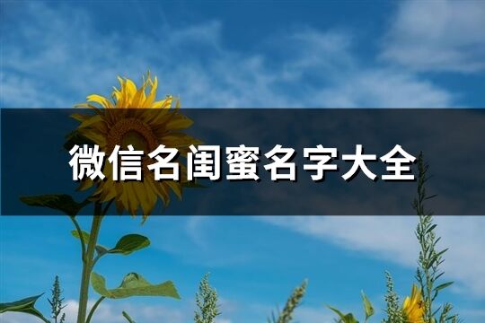 微信名闺蜜名字大全(共94个)