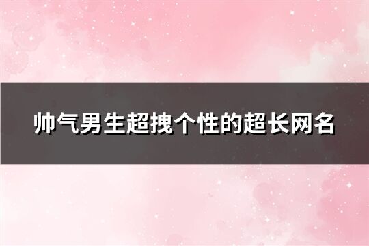 帅气男生超拽个性的超长网名(精选459个)