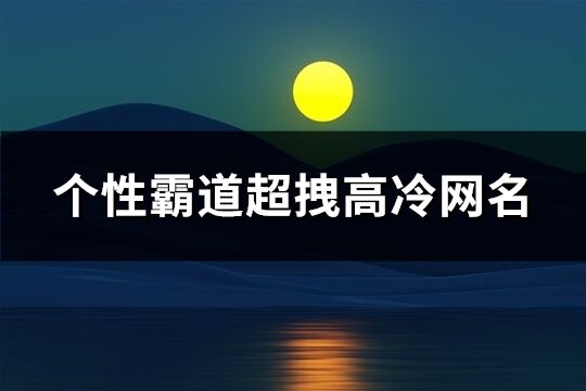 个性霸道超拽高冷网名(精选381个)