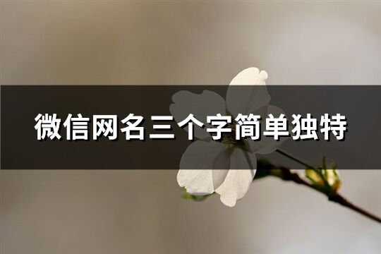 微信网名三个字简单独特(260个)