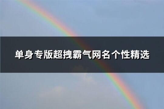 单身专版超拽霸气网名个性精选(共579个)