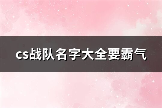 cs战队名字大全要霸气(精选273个)