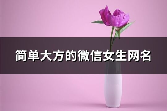 简单大方的微信女生网名(精选457个)