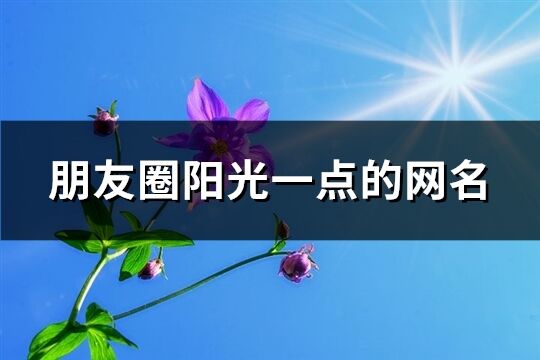 朋友圈阳光一点的网名(共743个)