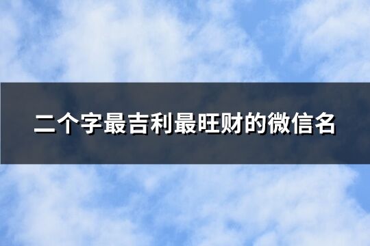 二个字最吉利最旺财的微信名(优选113个)