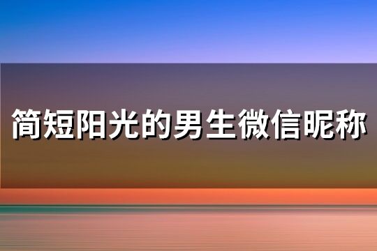 简短阳光的男生微信昵称(共119个)