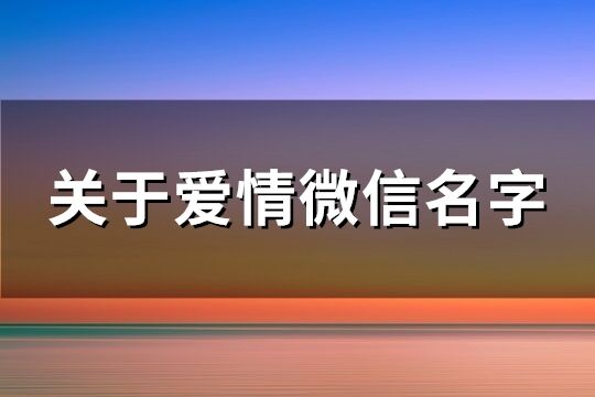 关于爱情微信名字(共316个)