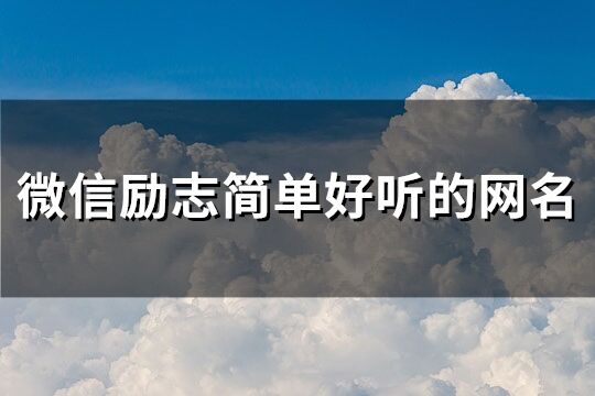 微信励志简单好听的网名(263个)