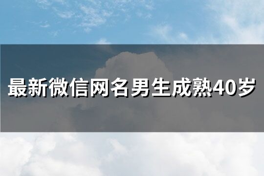 最新微信网名男生成熟40岁(优选166个)