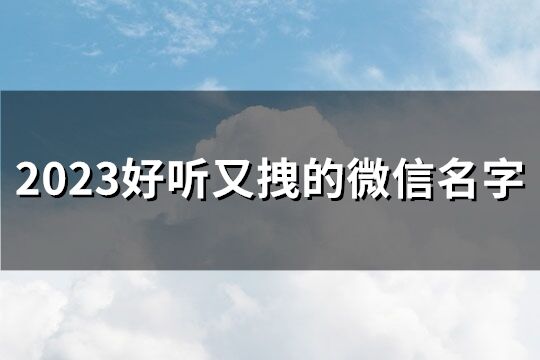 2023好听又拽的微信名字(优选171个)