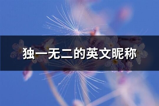 独一无二的英文昵称(共270个)