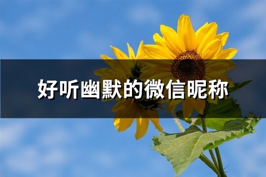 好听幽默的微信昵称(优选186个)