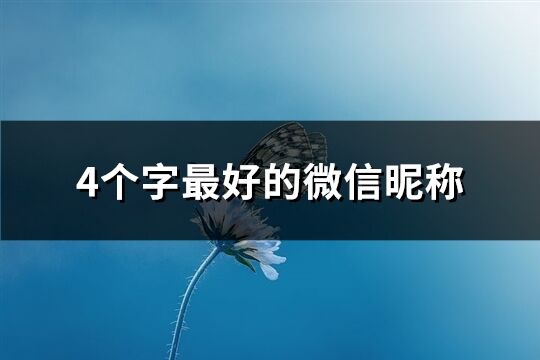 4个字最好的微信昵称(共1052个)