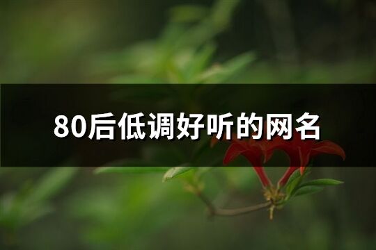 80后低调好听的网名(优选259个)