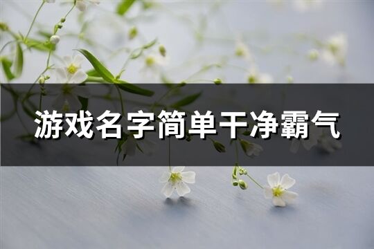 游戏名字简单干净霸气(精选589个)