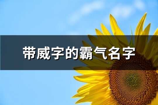 带威字的霸气名字(优选72个)