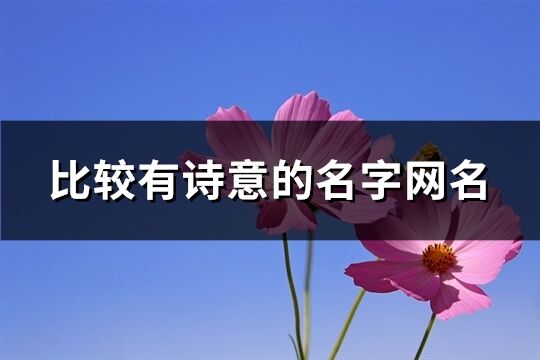 比较有诗意的名字网名(优选485个)