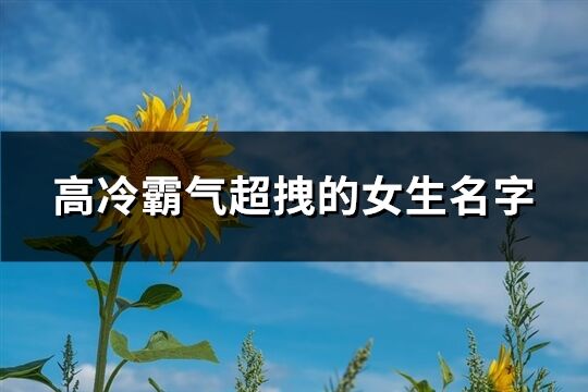 高冷霸气超拽的女生名字(共294个)