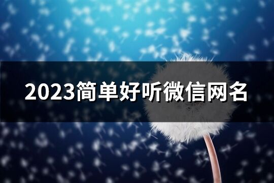 2023简单好听微信网名(优选918个)