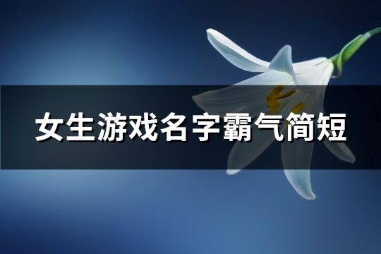 女生游戏名字霸气简短(优选329个)