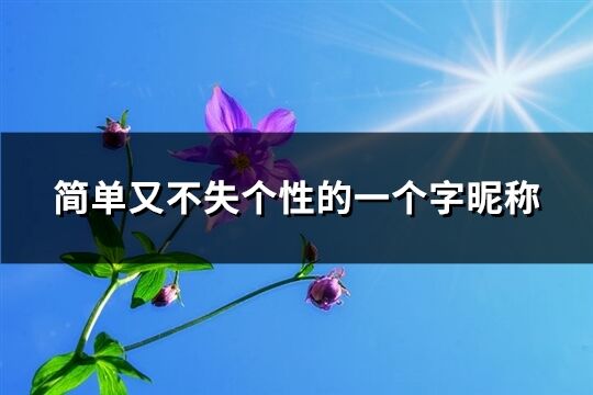 简单又不失个性的一个字昵称(246个)