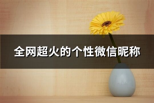 全网超火的个性微信昵称(共710个)