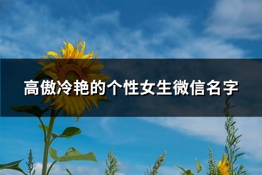 高傲冷艳的个性女生微信名字(优选250个)