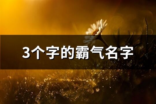 3个字的霸气名字(优选648个)