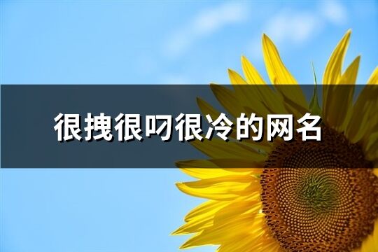 很拽很叼很冷的网名(优选527个)