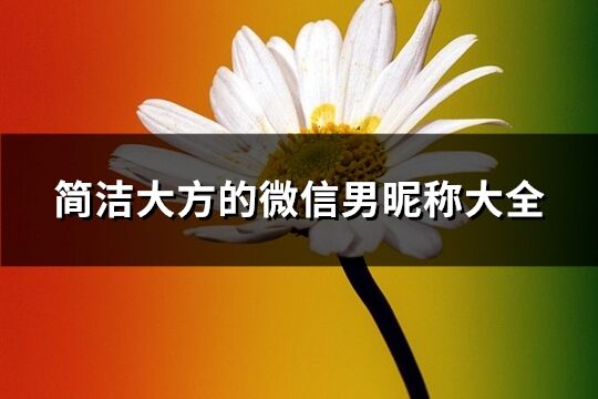 简洁大方的微信男昵称大全(优选337个)