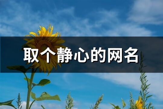 取个静心的网名(优选400个)