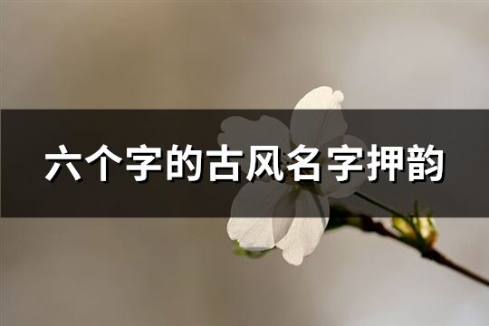 六个字的古风名字押韵(精选482个)